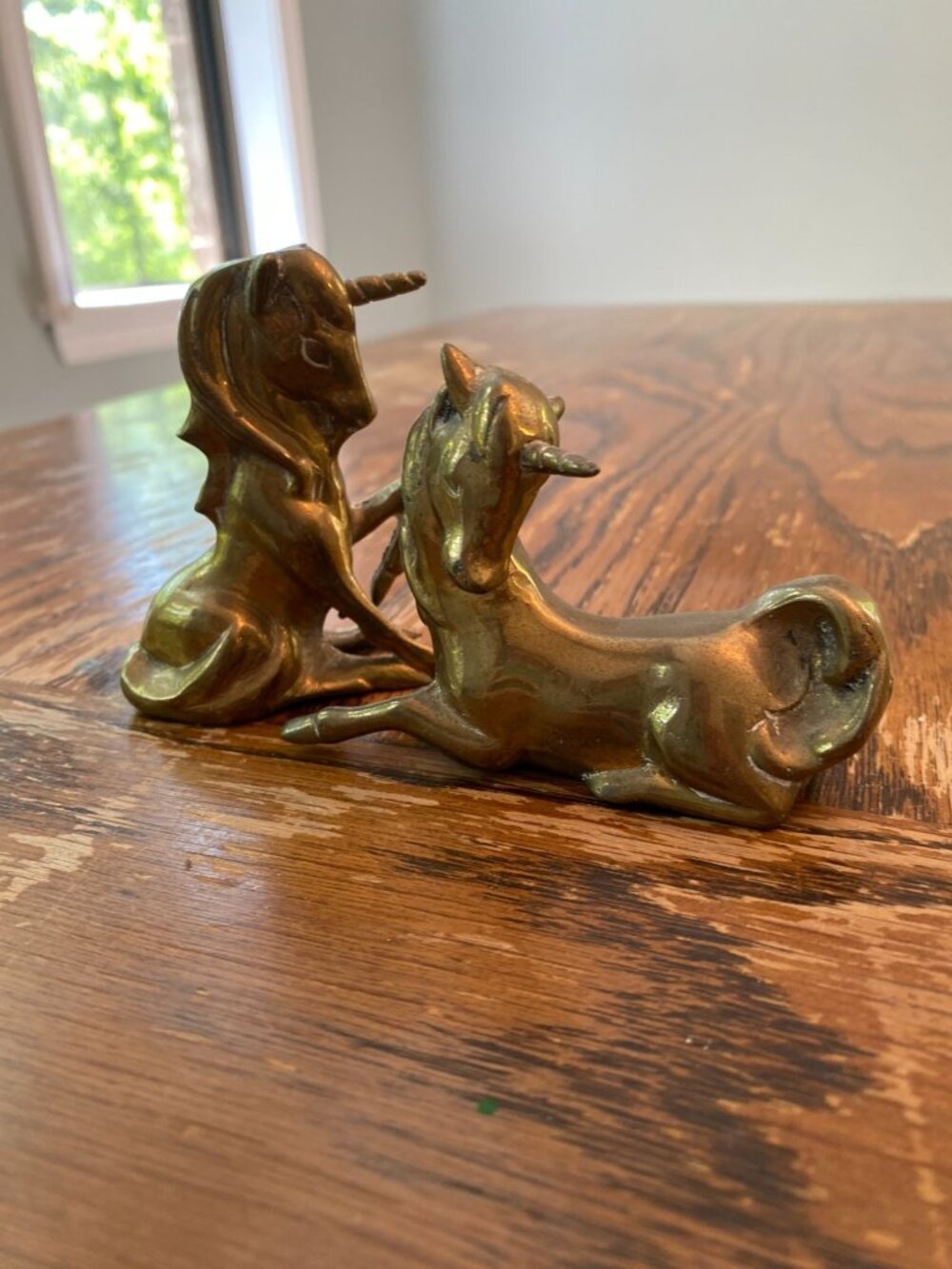 Vintage Brass Unicorn Figurines Set Of 2 Decorative Collectibles